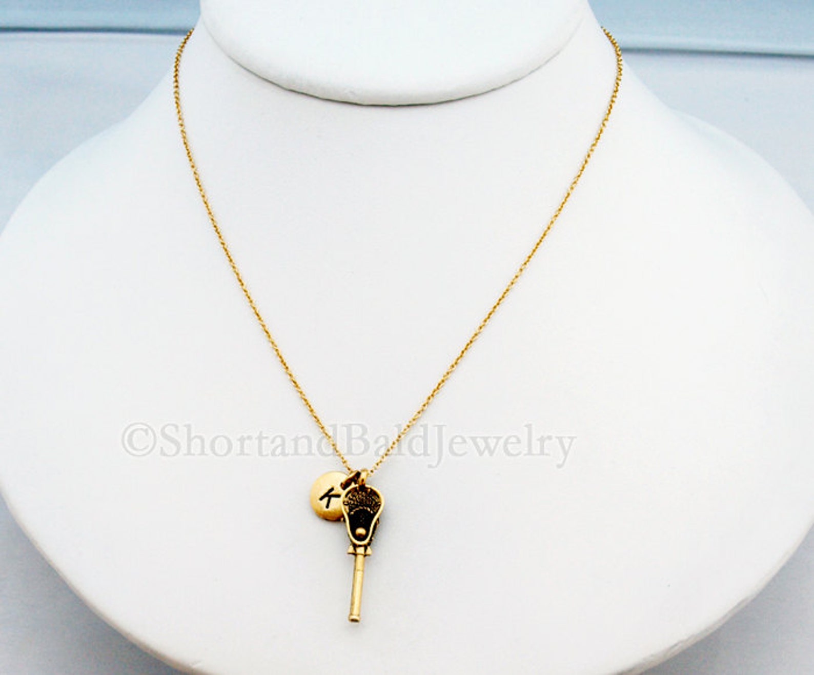 Lacrosse Charm Necklace Lacrosse Stick Necklace Antique Etsy