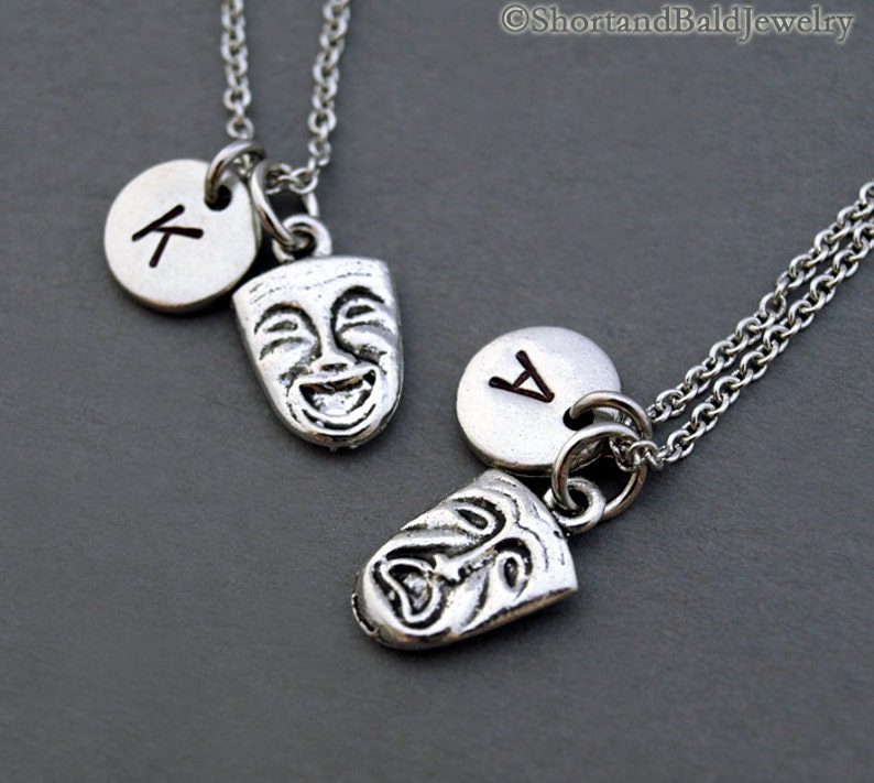 Comedy Tragedy Masks Necklace Theatre Charm Greek Drama Etsy