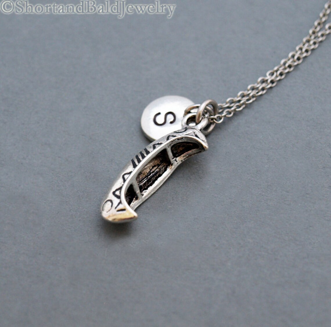 Canoe Necklace Kayak Boat Necklace Paddle Necklace Initial Etsy
