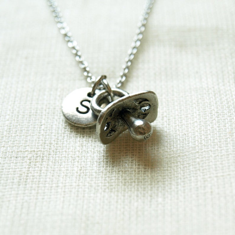Pacifier Charm Necklace Pacifier Necklace Initial Necklace Etsy