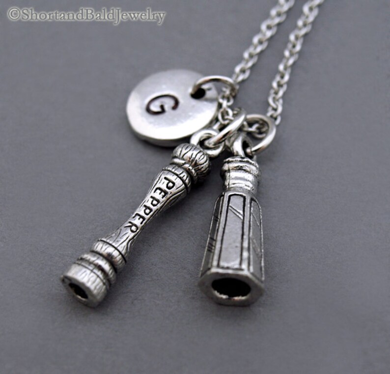 Salt and Pepper Necklace Salt Bottle Pepper Mill Two Best Etsy