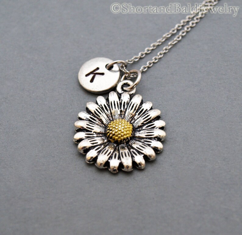 Daisy Necklace Flower Charm Necklace Daisy Flower Antique Etsy