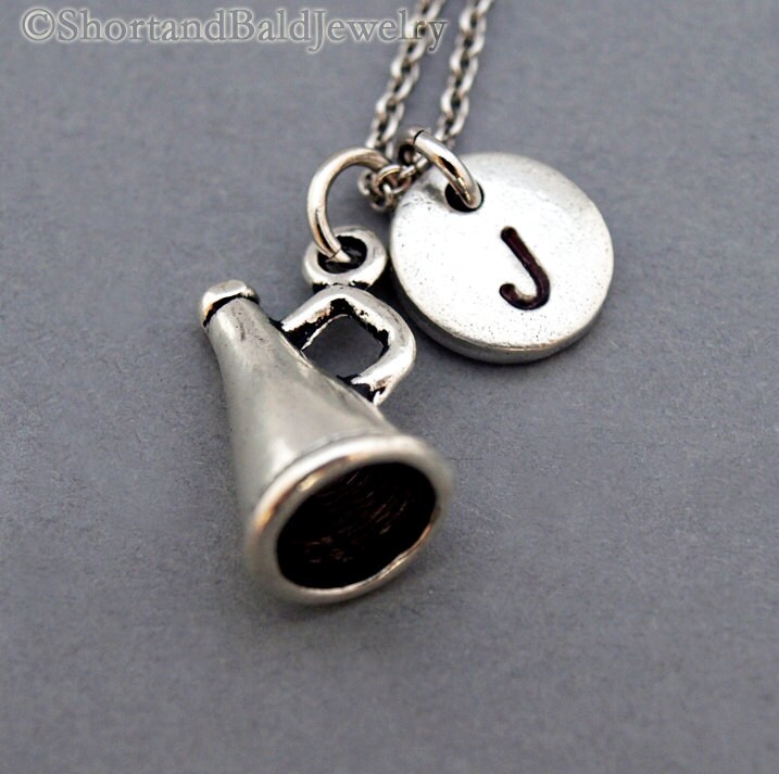 Cheerleader megaphone necklace cheerleader necklace silver Etsy