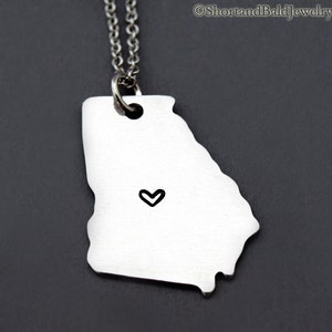 Georgia Halskette, Georgia State Map Charme, Georgia State Silhouette, Fernbeziehung, Paare Halskette, beste Freunde Halskette