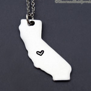 Kalifornien Halskette, Kalifornien Zustand Karte Charme, Kalifornien Zustand Silhouette, Fern Beziehung, beste Freunde Halskette