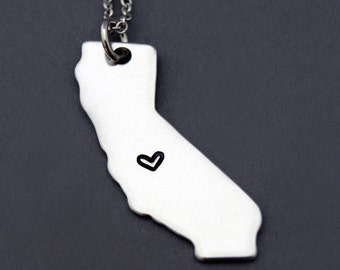 California Necklace, California State Map charm, California State Silhouette, Long Distance Relationship, Best friends Necklace