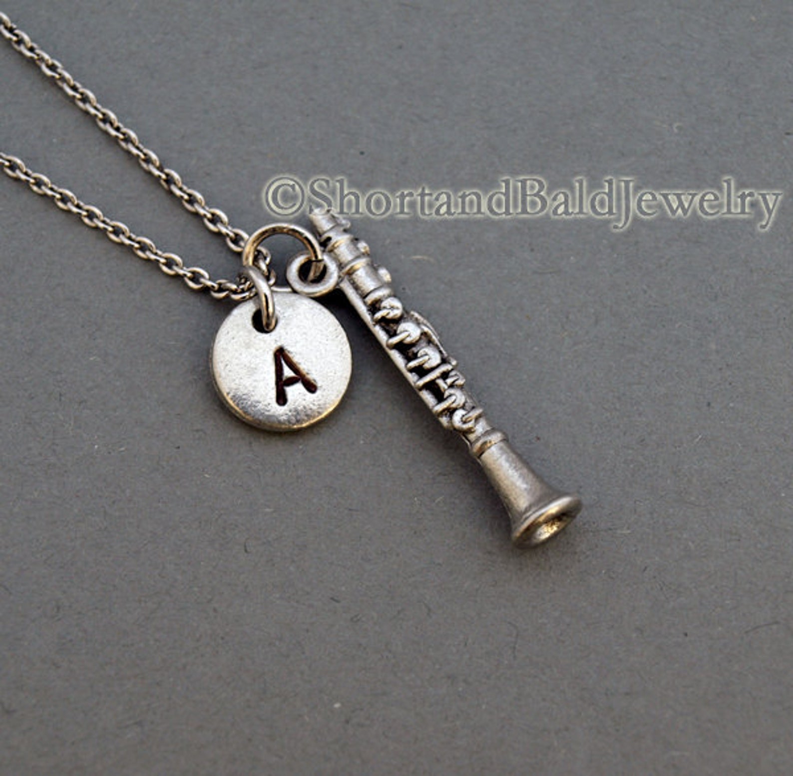 Necklace, Silver Charm Jewelry, Initial