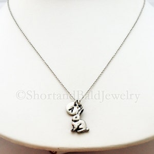 Rabbit Necklace Bunny Easter Bunny Initial Necklace - Etsy