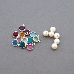 Add a birthstone OR Freshwater pearl - swarovski crystal 6mm, personalized, monogram