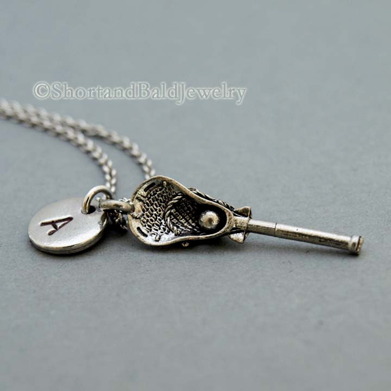 Lacrosse Charm Necklace Lacrosse Stick Necklace Antique Etsy