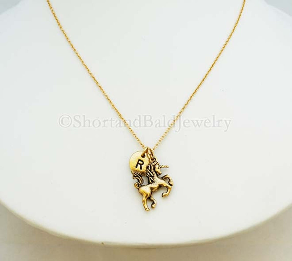 Unicorn Necklace Gold Unicorn Charm Necklace Gold Unicorn Etsy