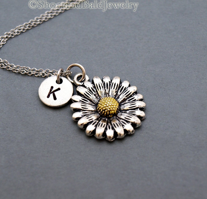 Daisy Necklace Flower Charm Necklace Daisy Flower Antique Etsy