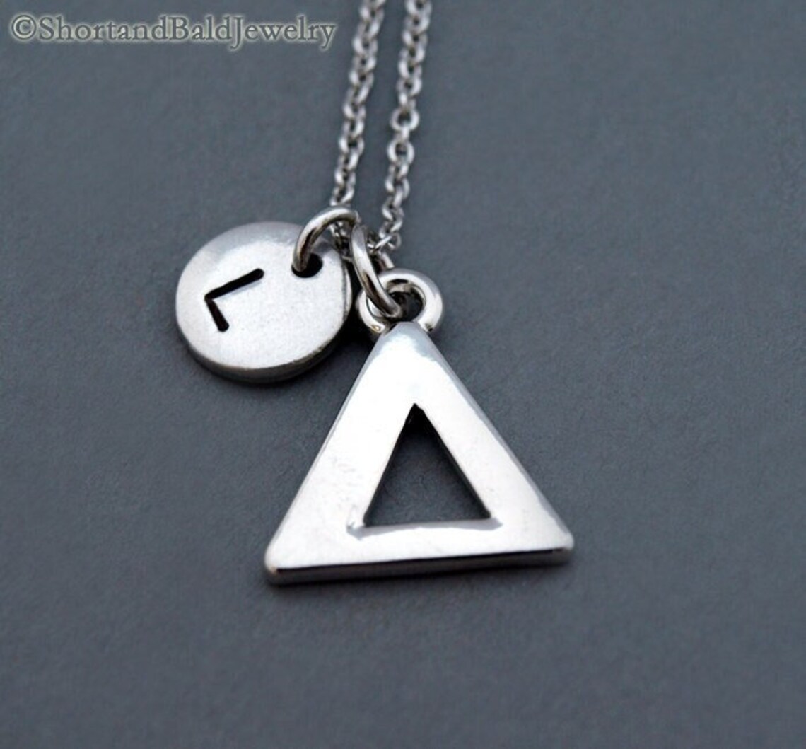 Delta Necklace, Silver Delta, Delta Symbol, Silver Delta Sign, Latin ...