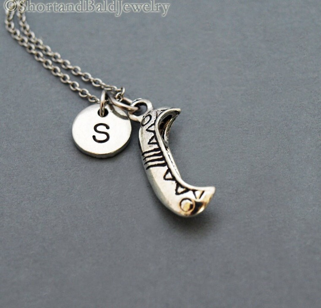 Canoe Necklace, Kayak, Boat Necklace, Paddle Necklace, Initial Necklace