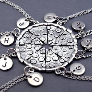 Pizza necklace, Pizza slice necklaces, Set of 6, 7, 8, pepperoni pizza, food charm, pizza friendship necklace, Whole pizza necklaces