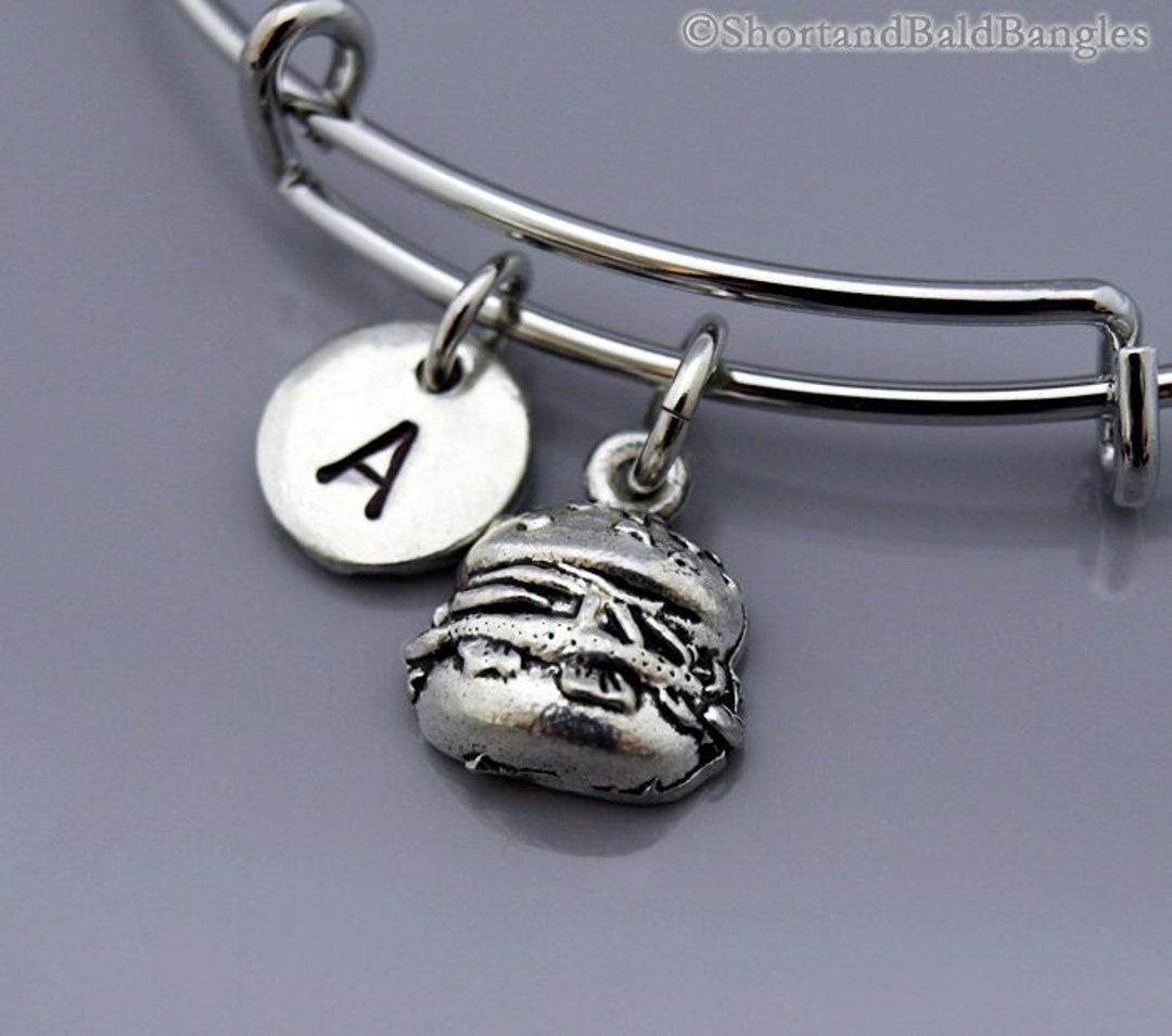 Hamburger Charm Bangle, Burger Charm Bracelet, Burger Bangle, Hamburger ...