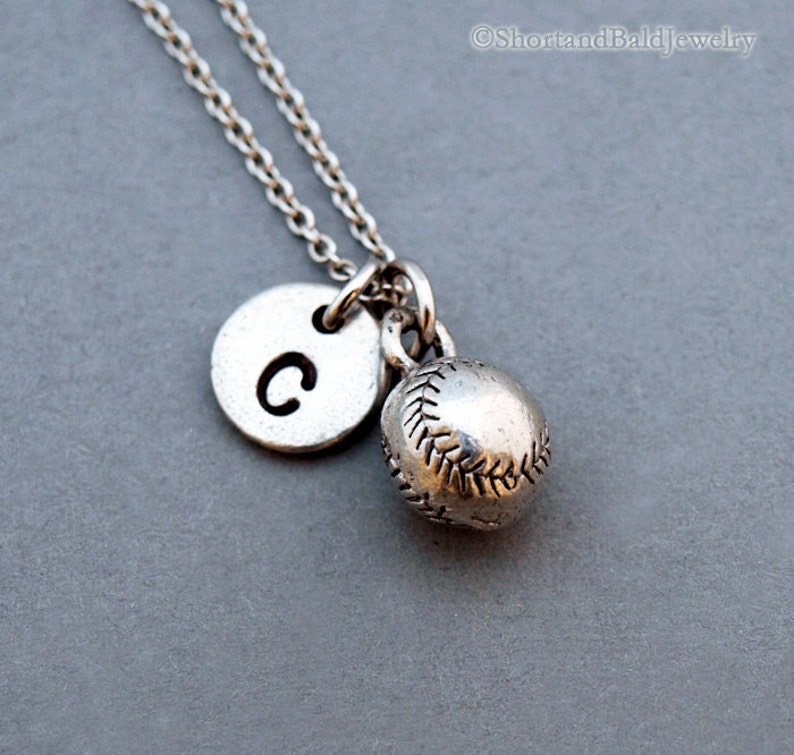 Baseball Necklace Baseball Ball Charm Silver Baseball Ball Etsy