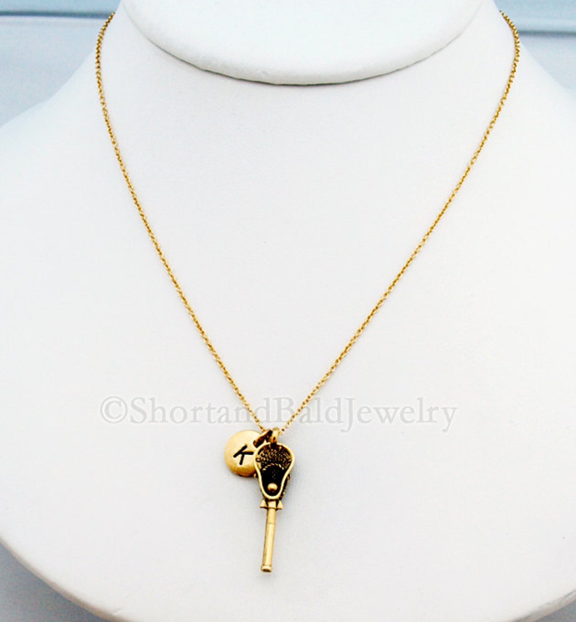 Lacrosse Charm Necklace Lacrosse Stick Necklace Antique Etsy