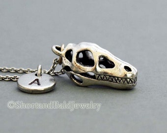 Dinosaur Skull Charm, Dinosaur Head Fossil Necklace, Dinosaur Bone