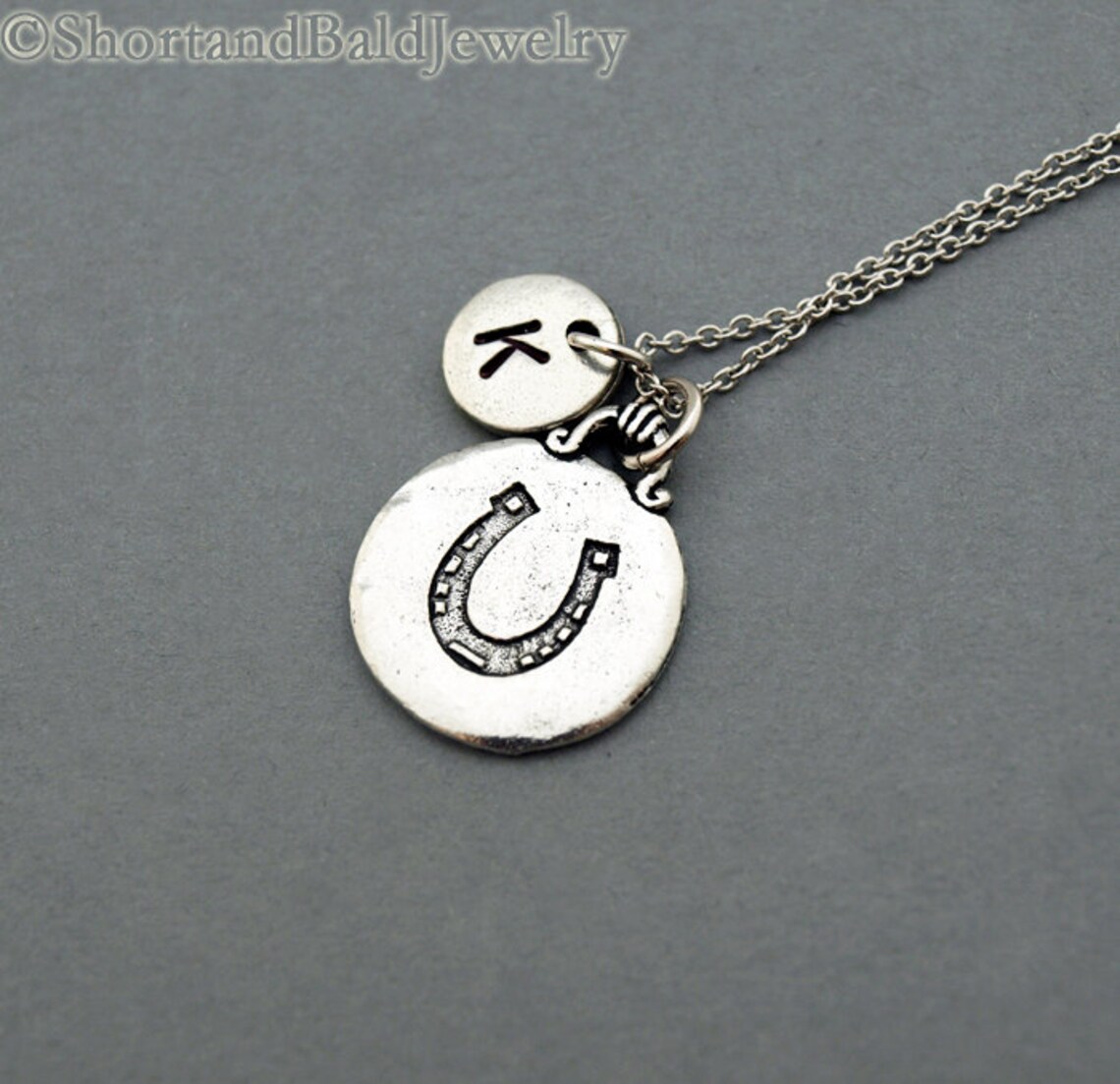 Horseshoe Necklace Horseshoe Disc Lucky Charm Necklace Etsy