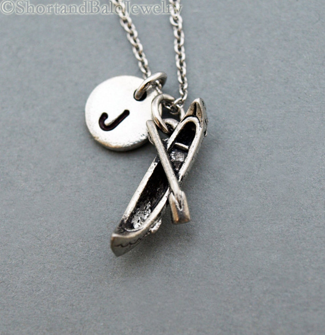 Canoe Necklace Kayak Boat Necklace Paddle Necklace Initial Etsy