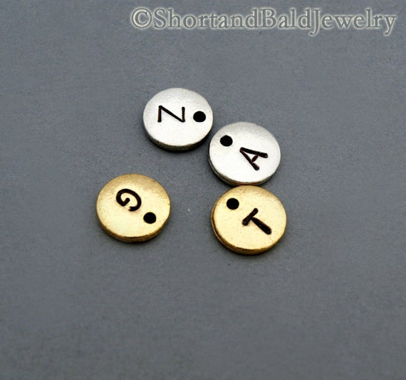 Add on initial charm, personalized hand stamped, initial hand stamped, antique gold, antique silver, personalized, monogram