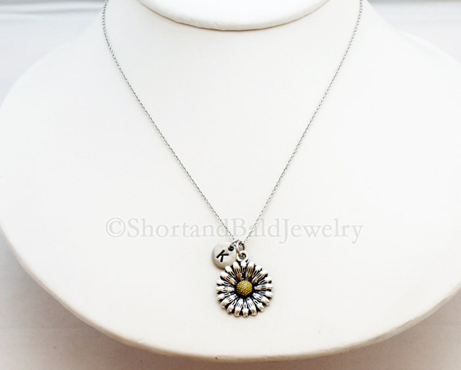 Daisy Necklace Flower Charm Necklace Daisy Flower Antique Etsy