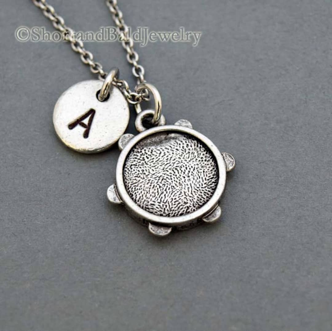 Buy Tambourine Charm Necklace, Instrument Charm, Musician, Initial