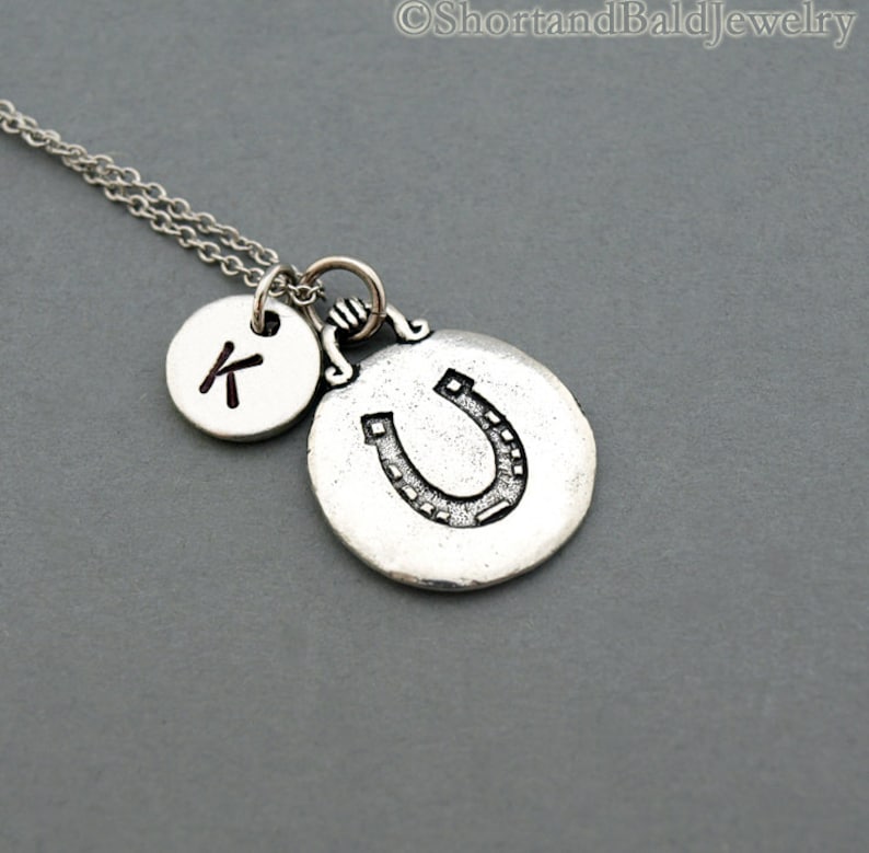 Horseshoe Necklace Horseshoe Disc Lucky Charm Necklace Etsy