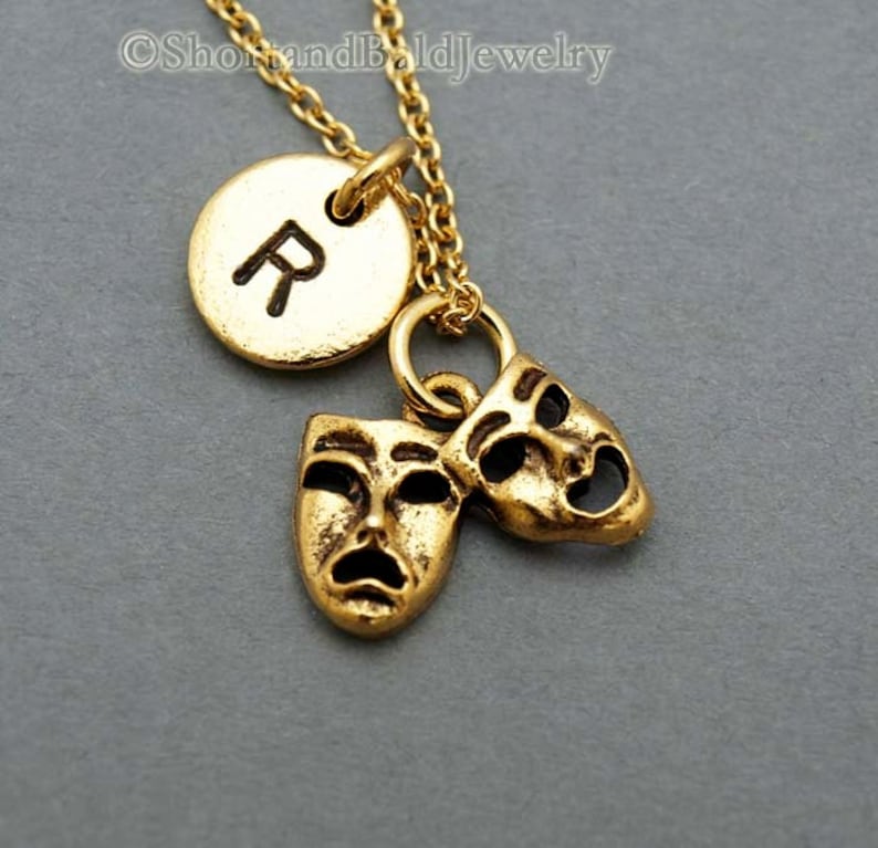 Comedy Tragedy masks necklace Theatre charm Greek drama Etsy