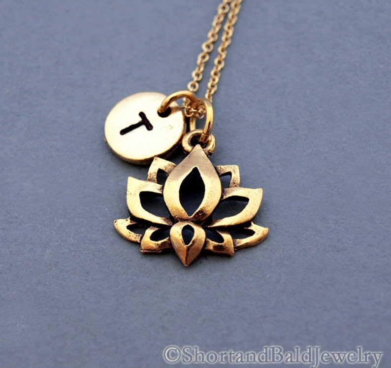 Lotus Flower Necklace Lotus Charm Necklace Gold Lotus Charm Etsy