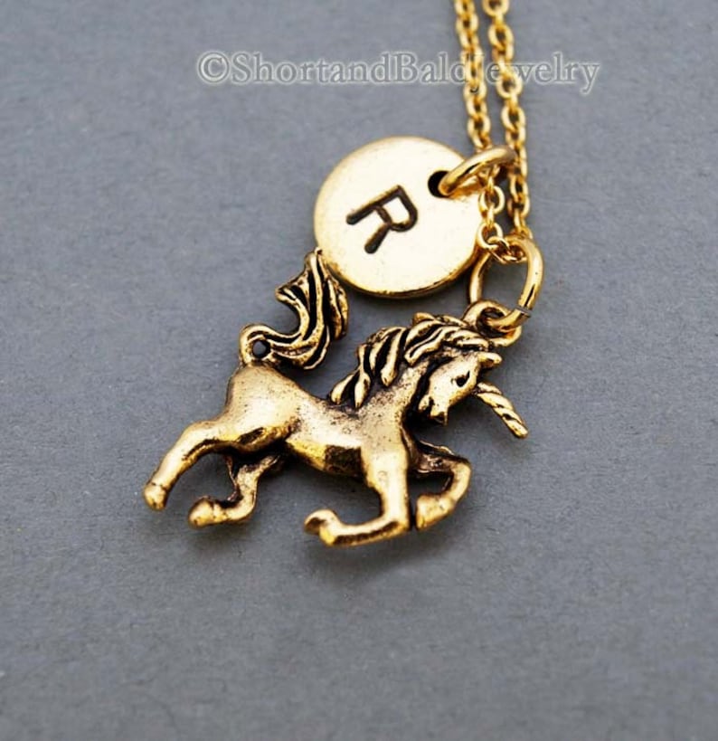 Unicorn Necklace Gold Unicorn Charm Necklace Gold Unicorn Etsy