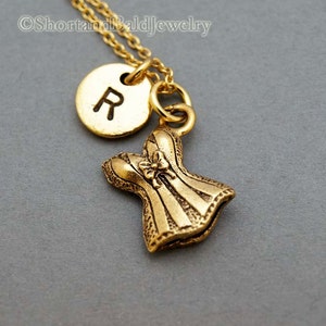 Corset necklace, Bustier charm necklace, Corset charm, lingerie charm, Bra charm, Camisole, initial necklace, personalized, monogram