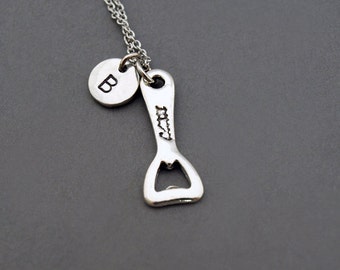 Bottle Opener Necklace, Bottle Opener Charm, Key Fob, Antique