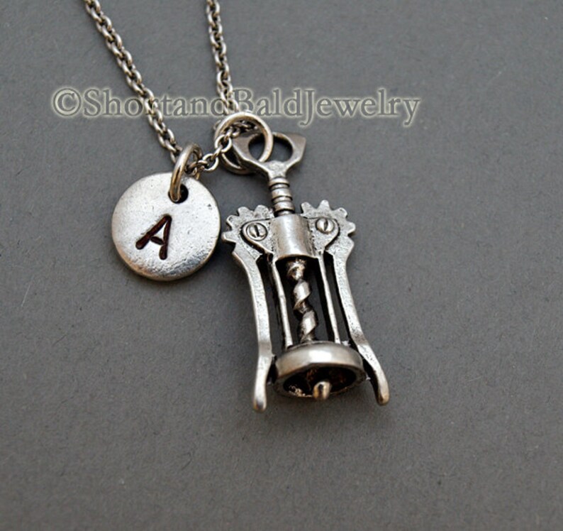 Wine Bottle Opener Necklace Silver Cork Screw Silver Wine Etsy