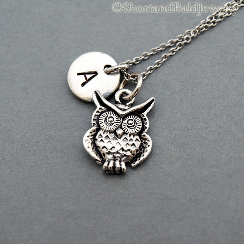 Owl Charm Necklace Owls Owl Charm Jewelry Birds Initial Etsy