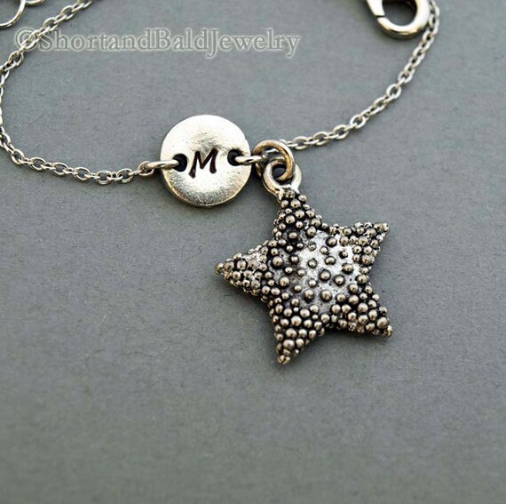 Bracelet de charme Bubbled Star bracelet etoile argent antique bracelet initial amitie meres reglable monogramme Etsy France
