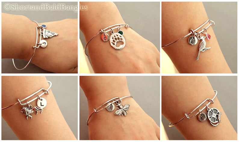 Armband med vingar och hjärta, armband med änglavingar och hjärta, skyddsängel, expanderbart armband, personligt armband, charmarmband, initialarmband bild 4