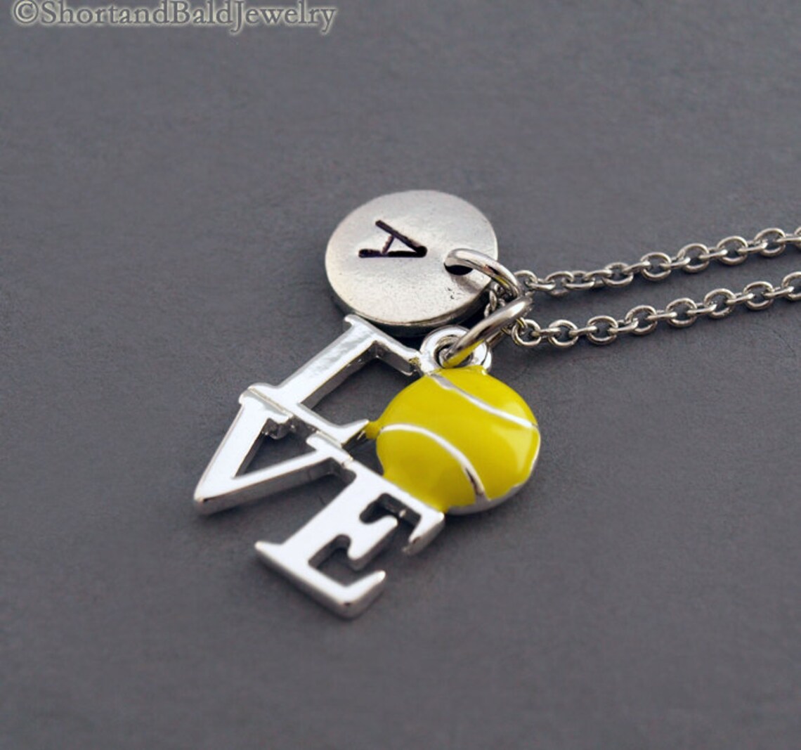 Tennis Ball Necklace I Love Tennis Yellow Tennis Ball Charm Etsy