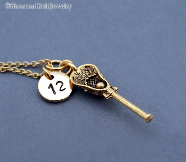 Lacrosse Charm Necklace Lacrosse Stick Necklace Gold Etsy