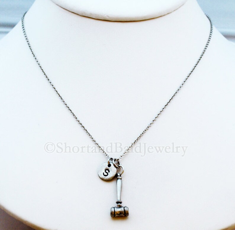 Gavel necklace Gavel charm Silver gavel law necklace Etsy