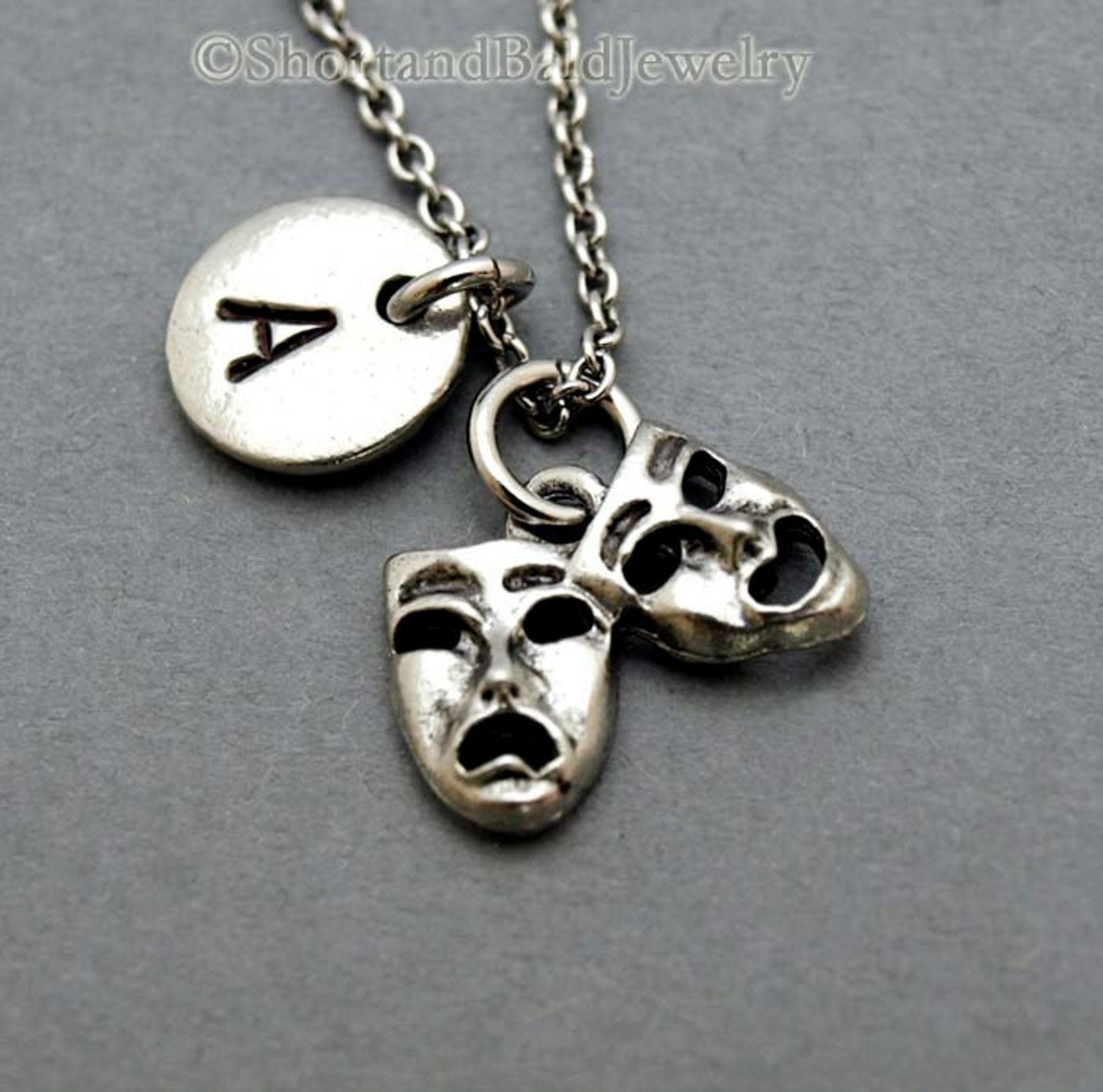Comedy Tragedy Masks Necklace Theatre Charm Greek Drama Etsy