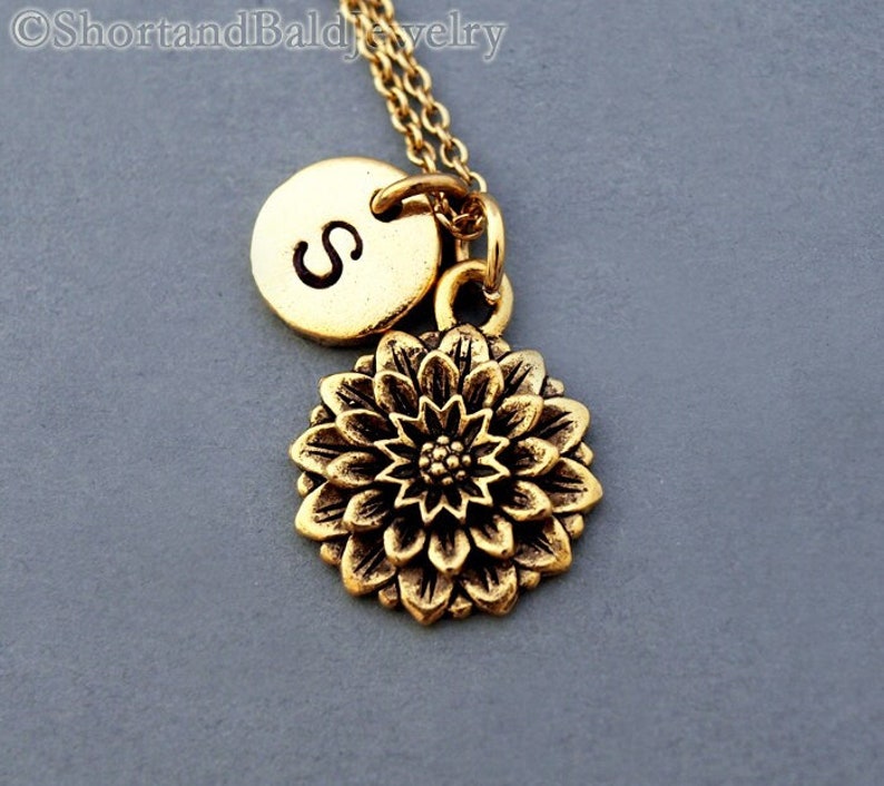 Chrysanthemum Necklace Flower Charm Chrysanthemum Flower Etsy