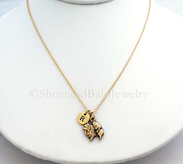Pomeranian Dog Necklace Initial Necklace Initial Hand Etsy