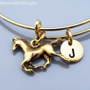 Paardenarmband, paardenarmband, gouden paardenarmband, uitbreidbare armband, gepersonaliseerde armband, bedelarmband, monogram, initiële armband