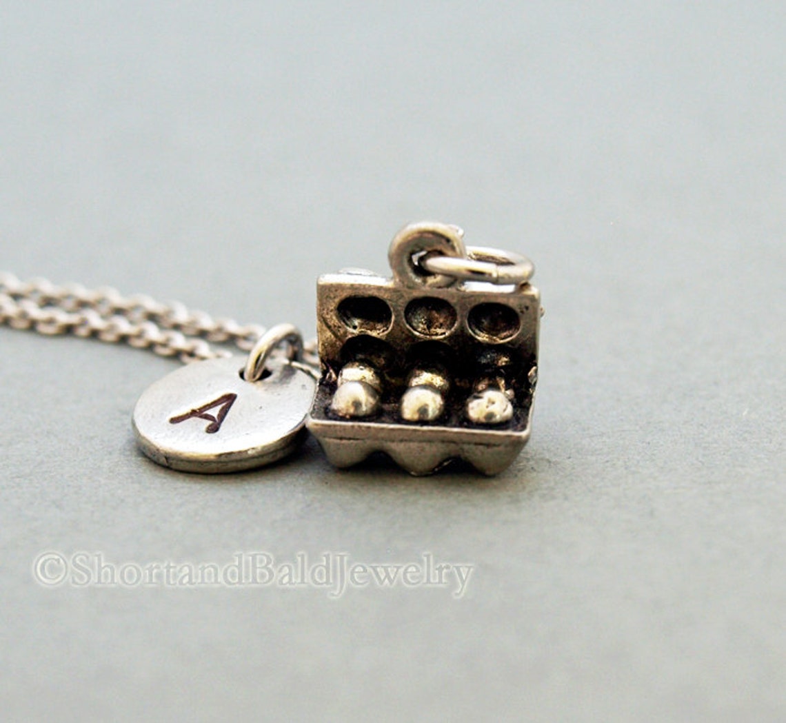 Egg Carton Necklace Egg Charm Egg Cases Initial Necklace Etsy