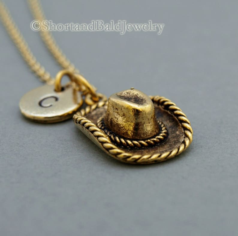 Cowboy Hat Necklace Cowgirl Hat Necklace Antique Gold Etsy