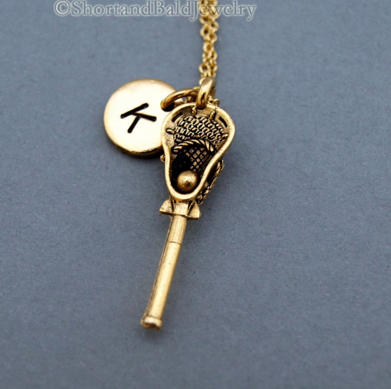 Lacrosse Charm Necklace Lacrosse Stick Necklace Antique Etsy