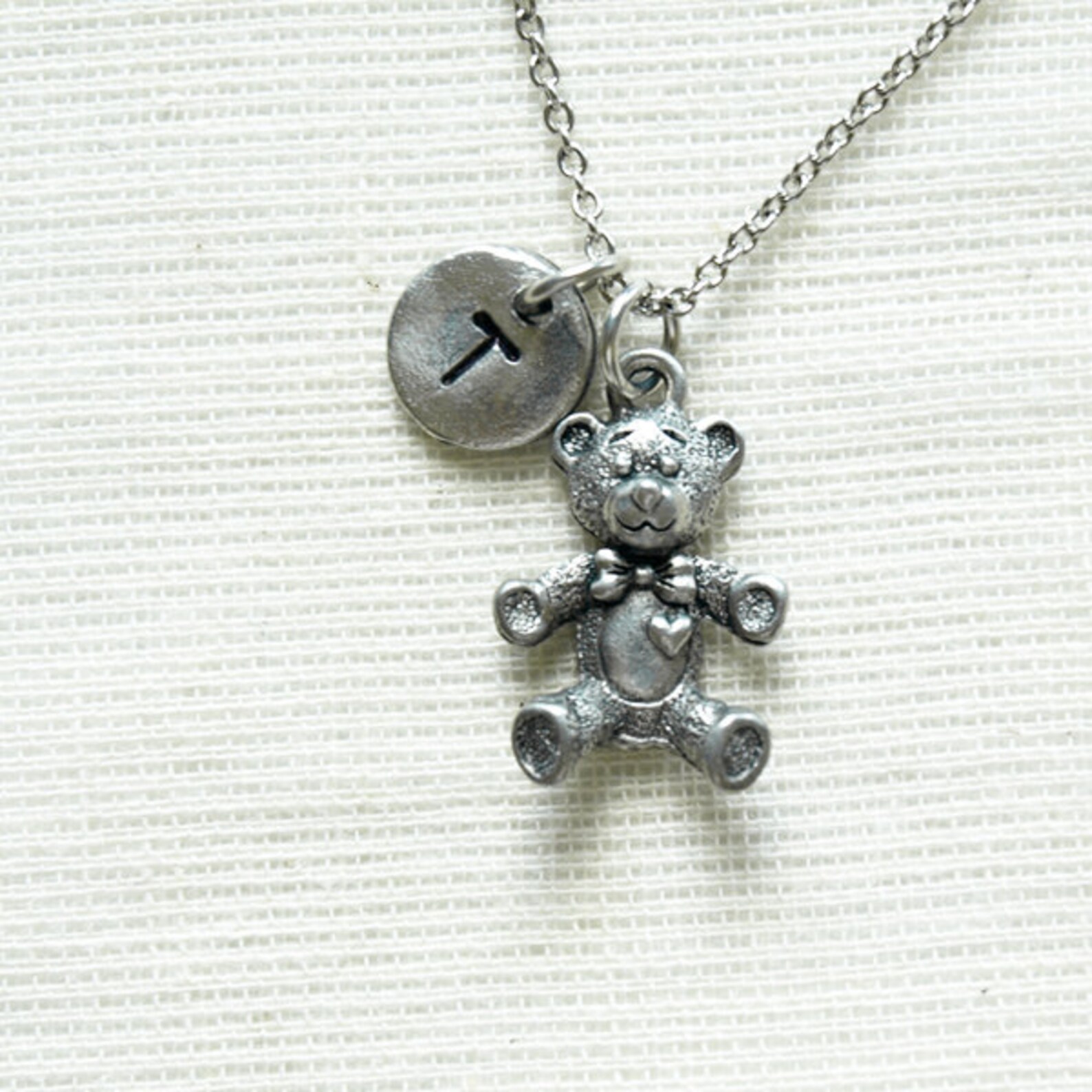 Teddy Bear Charm Teddy Bear Necklace Silver Teddy Bear Etsy