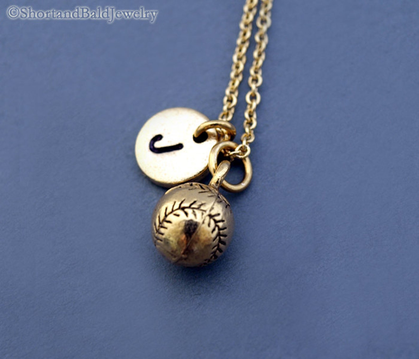 Baseball Necklace, Baseball Ball Charm, Gold Baseball Ball Necklace ...